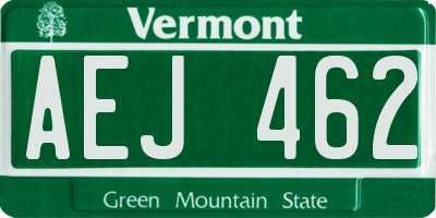 VT license plate AEJ462