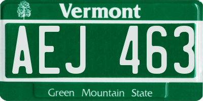 VT license plate AEJ463