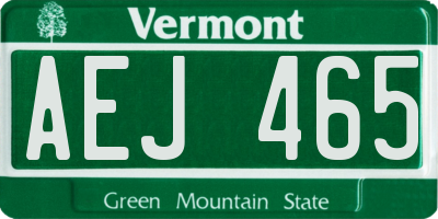 VT license plate AEJ465