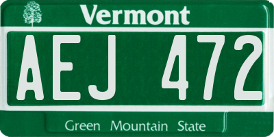 VT license plate AEJ472