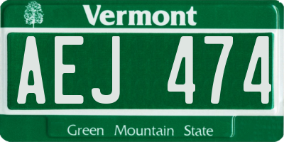 VT license plate AEJ474