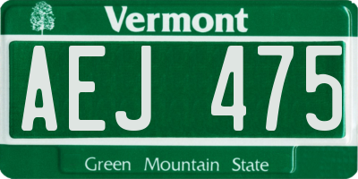 VT license plate AEJ475