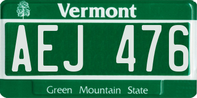 VT license plate AEJ476