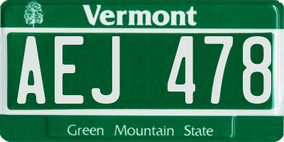 VT license plate AEJ478
