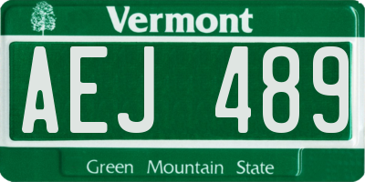 VT license plate AEJ489