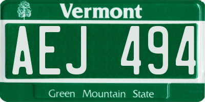 VT license plate AEJ494