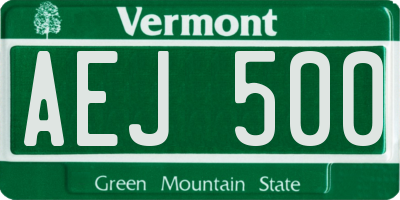 VT license plate AEJ500