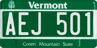 VT license plate AEJ501