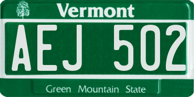 VT license plate AEJ502