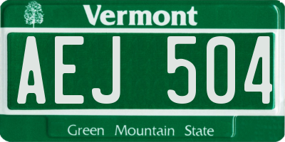 VT license plate AEJ504