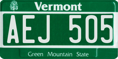 VT license plate AEJ505
