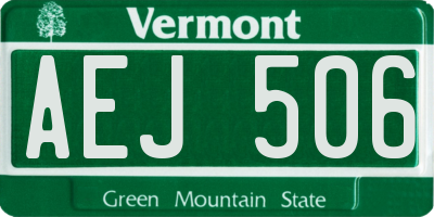 VT license plate AEJ506