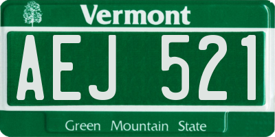 VT license plate AEJ521
