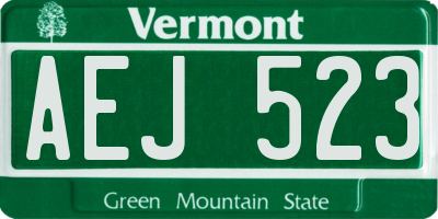 VT license plate AEJ523