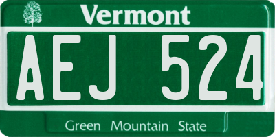 VT license plate AEJ524