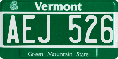 VT license plate AEJ526