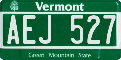 VT license plate AEJ527