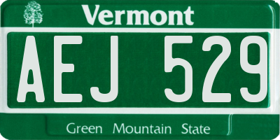 VT license plate AEJ529