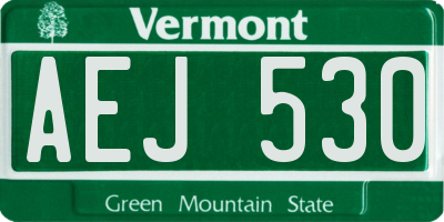 VT license plate AEJ530