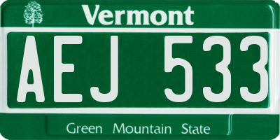 VT license plate AEJ533