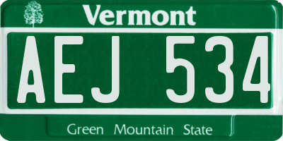 VT license plate AEJ534