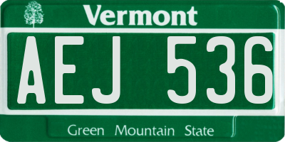 VT license plate AEJ536