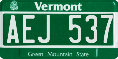 VT license plate AEJ537