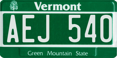 VT license plate AEJ540