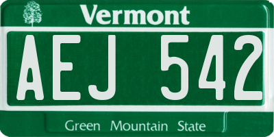 VT license plate AEJ542