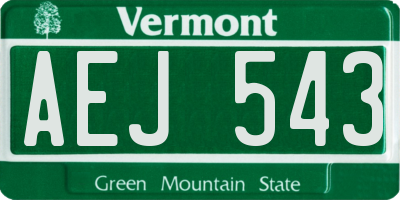 VT license plate AEJ543