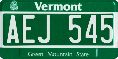 VT license plate AEJ545
