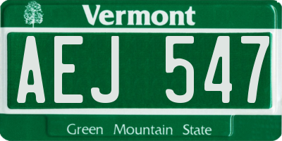 VT license plate AEJ547