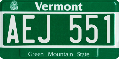 VT license plate AEJ551