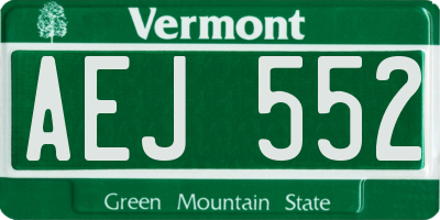 VT license plate AEJ552