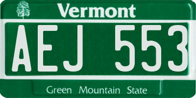 VT license plate AEJ553