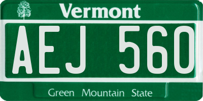 VT license plate AEJ560