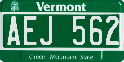 VT license plate AEJ562