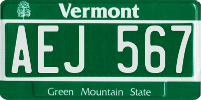 VT license plate AEJ567