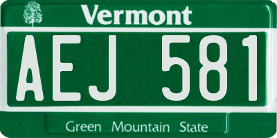 VT license plate AEJ581
