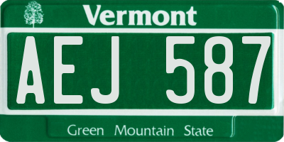 VT license plate AEJ587