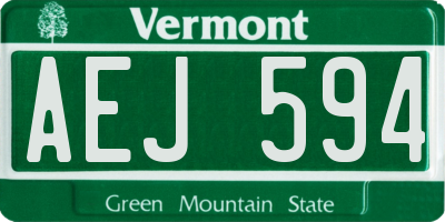VT license plate AEJ594