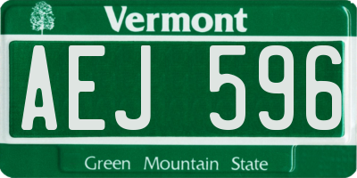 VT license plate AEJ596