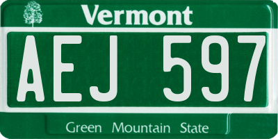 VT license plate AEJ597