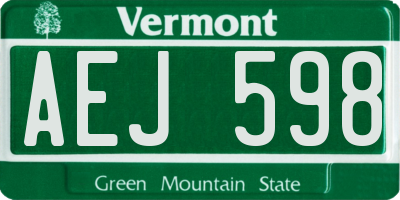 VT license plate AEJ598