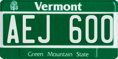 VT license plate AEJ600