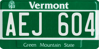 VT license plate AEJ604