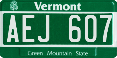 VT license plate AEJ607