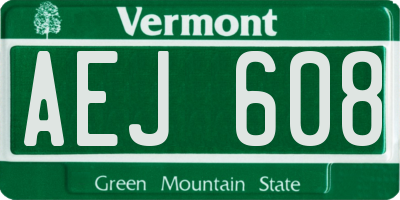 VT license plate AEJ608