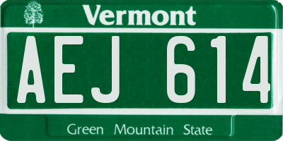 VT license plate AEJ614