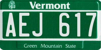 VT license plate AEJ617